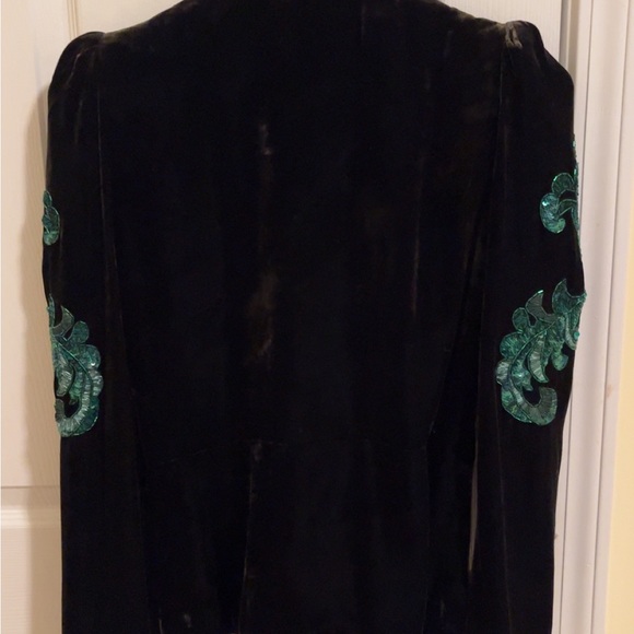 Anna Sui Elegant deep green beaded phoenix velvet jacket - Picture 3 of 8